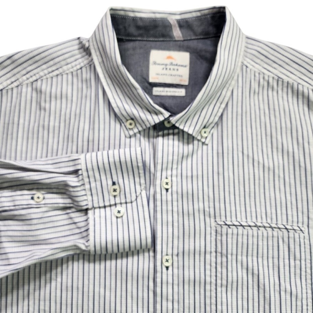 Tommy Bahama Jeans Mens XL Island Crafted Modern Fit Striped Button Down Shirt‎